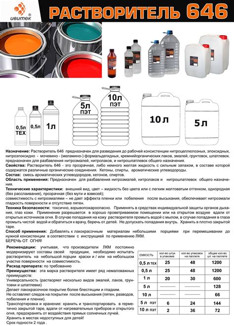 Растворители 646 и 647 – технические характеристики.